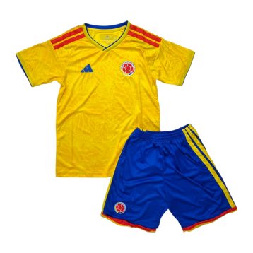 Uniforme Colombia 2026 amarillo con pantaloneta azúl para niño