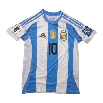 Camiseta Argentina 2024-2025 local versión fan 3 estrellas y parche campeón del mundo